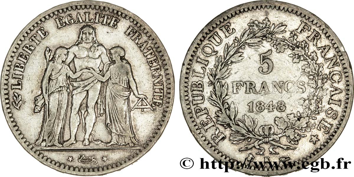 5 francs Hercule, IIe République 1848 Bordeaux F.326/4 MB30 