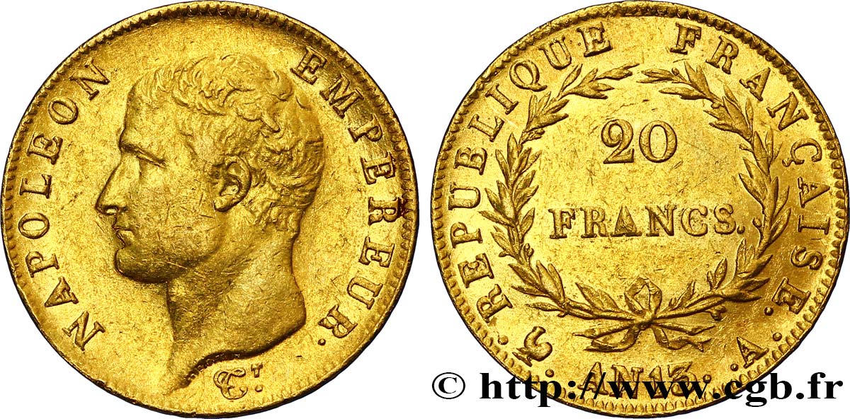 20 francs or Napoléon tête nue, Calendrier révolutionnaire 1805 Paris F.512/1 TTB52 