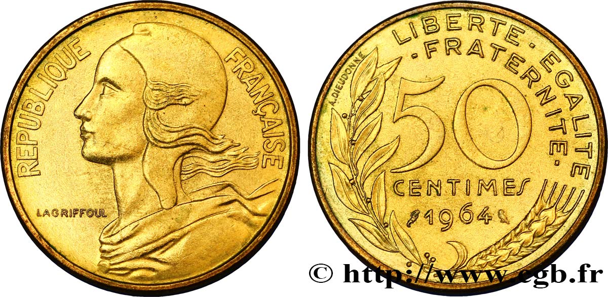50 centimes Marianne 1964 Paris F.197/6 EBC60 