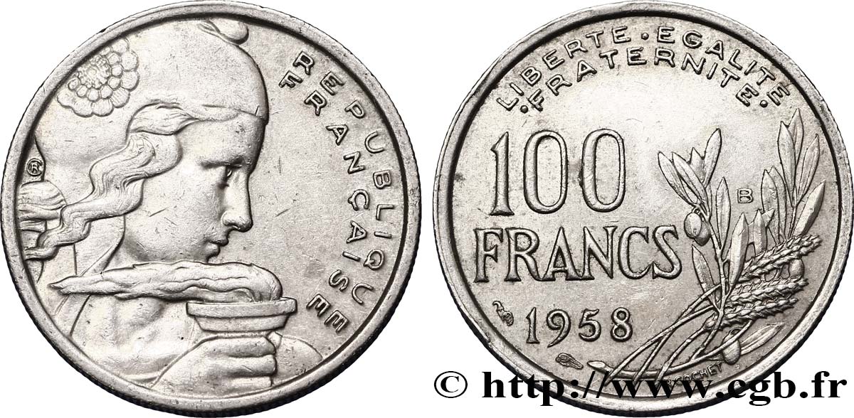100 francs Cochet 1958 Beaumont-le-Roger F.450/14 AU50 