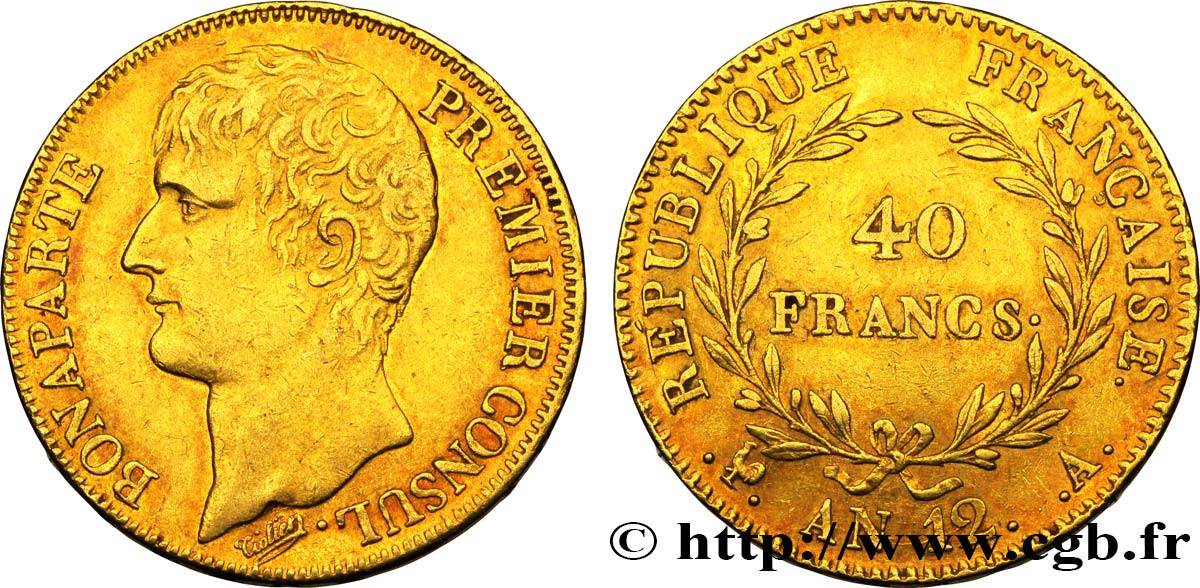 40 francs or Bonaparte Premier Consul 1804 Paris F.536/5 MBC48 
