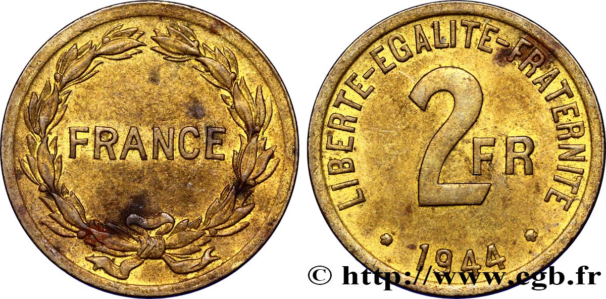 2 francs France 1944  F.271/1 XF48 