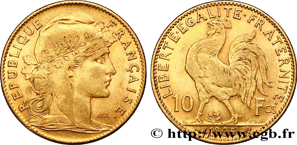10 francs or Coq 1905 Paris F.509/6 TTB45 
