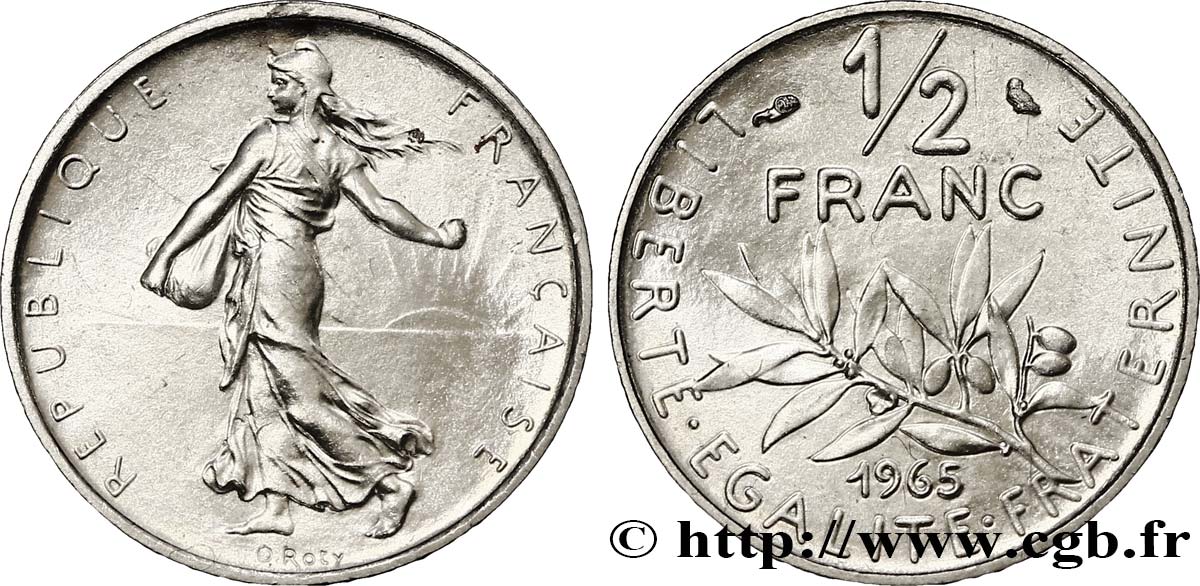 1/2 franc Semeuse 1965 Paris F.198/4 MS63 