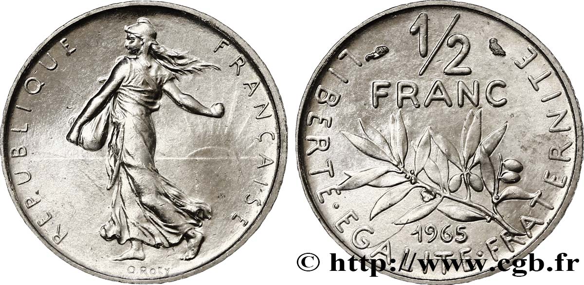 1/2 franc Semeuse 1965 Paris F.198/4 MS63 
