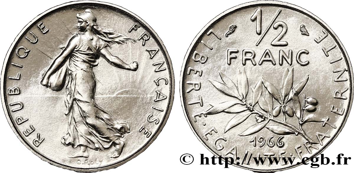 1/2 franc Semeuse 1966 Paris F.198/5 MS68 