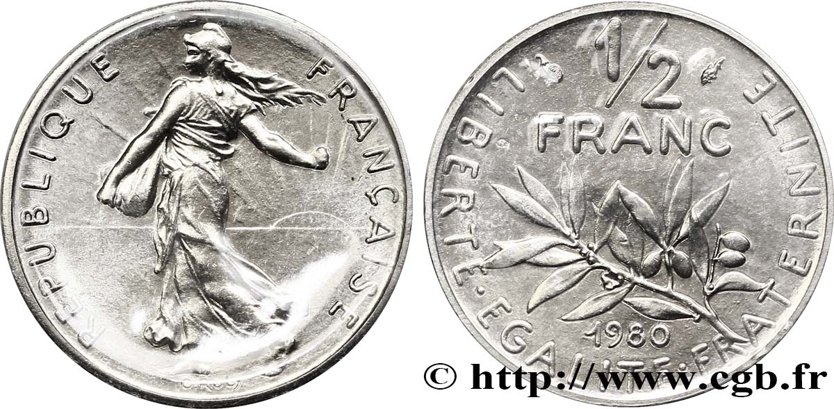1/2 franc Semeuse 1980 Pessac F.198/19 MS68 