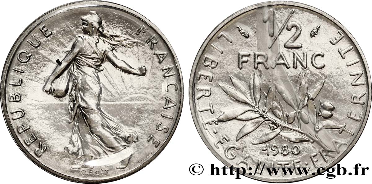 1/2 franc Semeuse 1980 Pessac F.198/19 MS68 