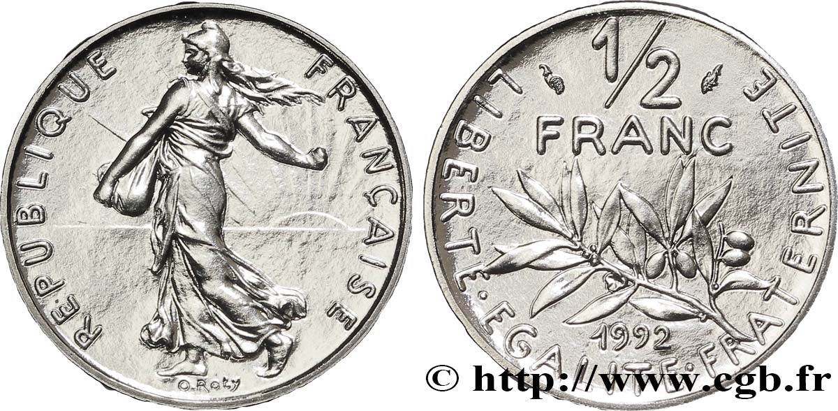 1/2 franc Semeuse, BU (Brillant Universel), frappe médaille 1992 Pessac F.198/33 FDC68 