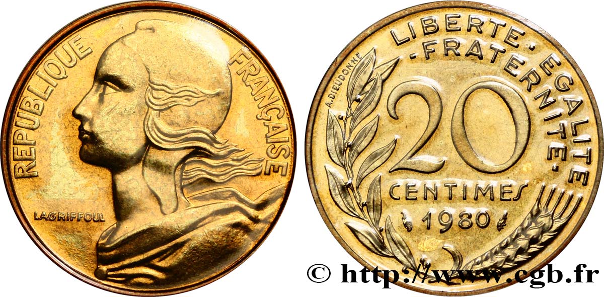 20 centimes Marianne 1980 Pessac F.156/20 MS65 