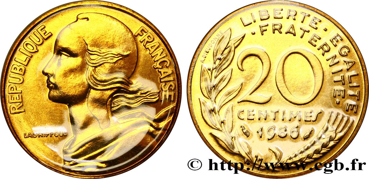 20 centimes Marianne 1986 Pessac F.156/26 MS68 