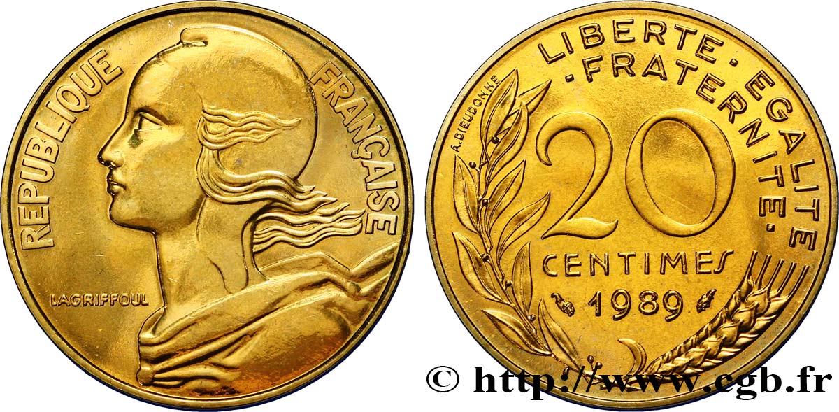 20 centimes Marianne 1989 Pessac F.156/29 MS65 