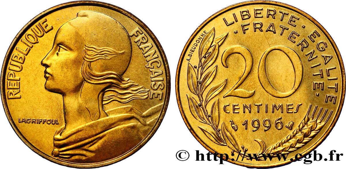 20 centimes Marianne 1996 Pessac F.156/40 SPL64 