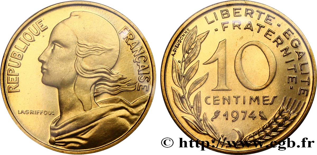 10 centimes Marianne 1974 Pessac F.144/14 FDC68 