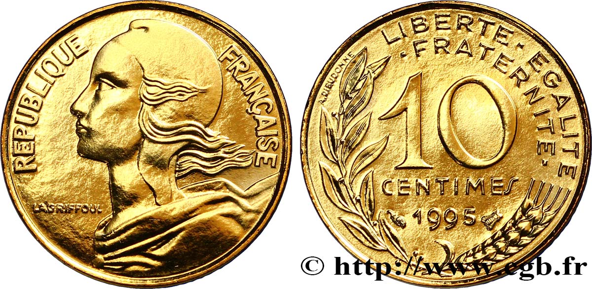 10 centimes Marianne, BU (Brillant Universel) 1995 Pessac F.144/39 ST68 