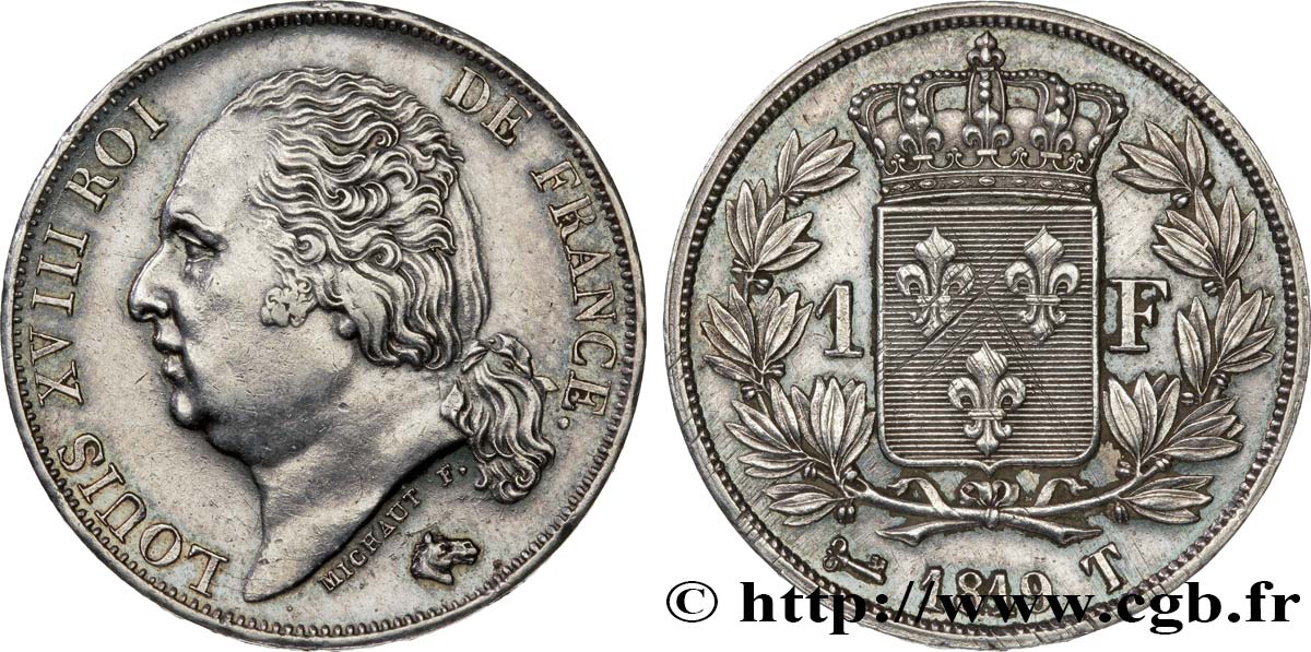 1 franc Louis XVIII 1819 Nantes F.206/28 SUP60 