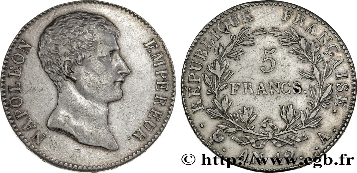 5 francs Napoléon Empereur, type intermédiaire 1804 Paris F.302/1 TTB50 