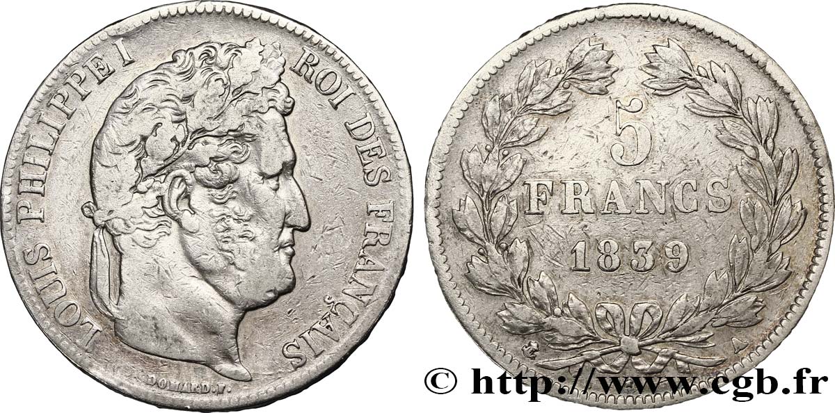 5 francs IIe type Domard 1839 Paris F.324/75 TB30 