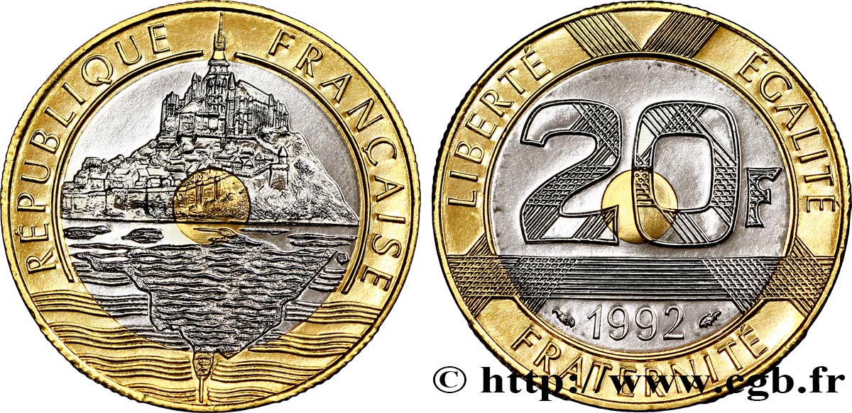 20 francs Mont Saint-Michel, BU (Brillant Universel), frappe médaille 1992 Pessac F.403/6 FDC68 