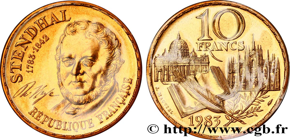 10 francs Stendhal, tranche B 1983  F.368/2 MS68 