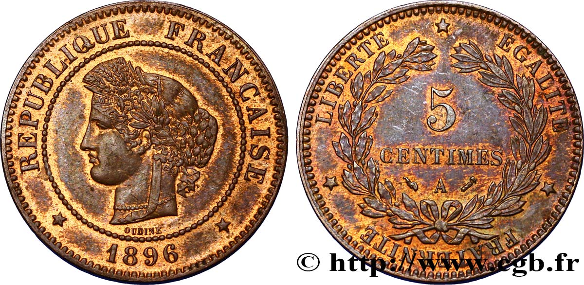 5 centimes Cérès 1896 Paris F.118/37 MS60 