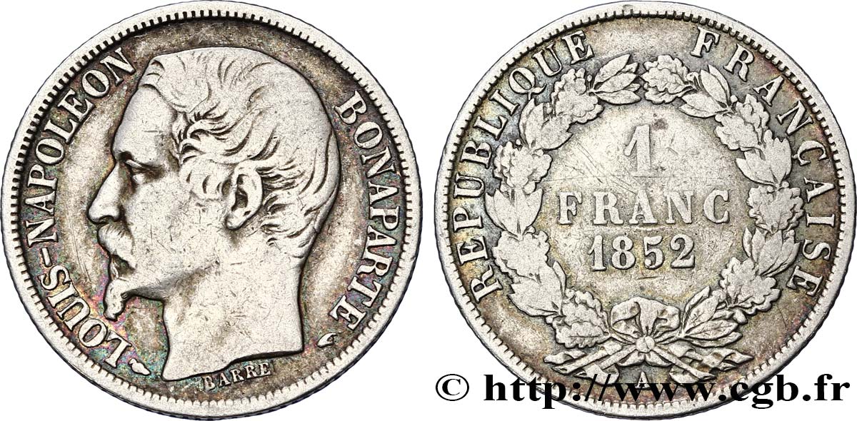 1 franc Louis-Napoléon 1852 Paris F.212/1 TB35 