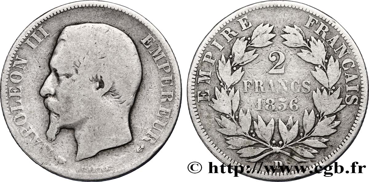 2 francs Napoléon III, tête nue 1856 Lyon F.262/8 TB15 