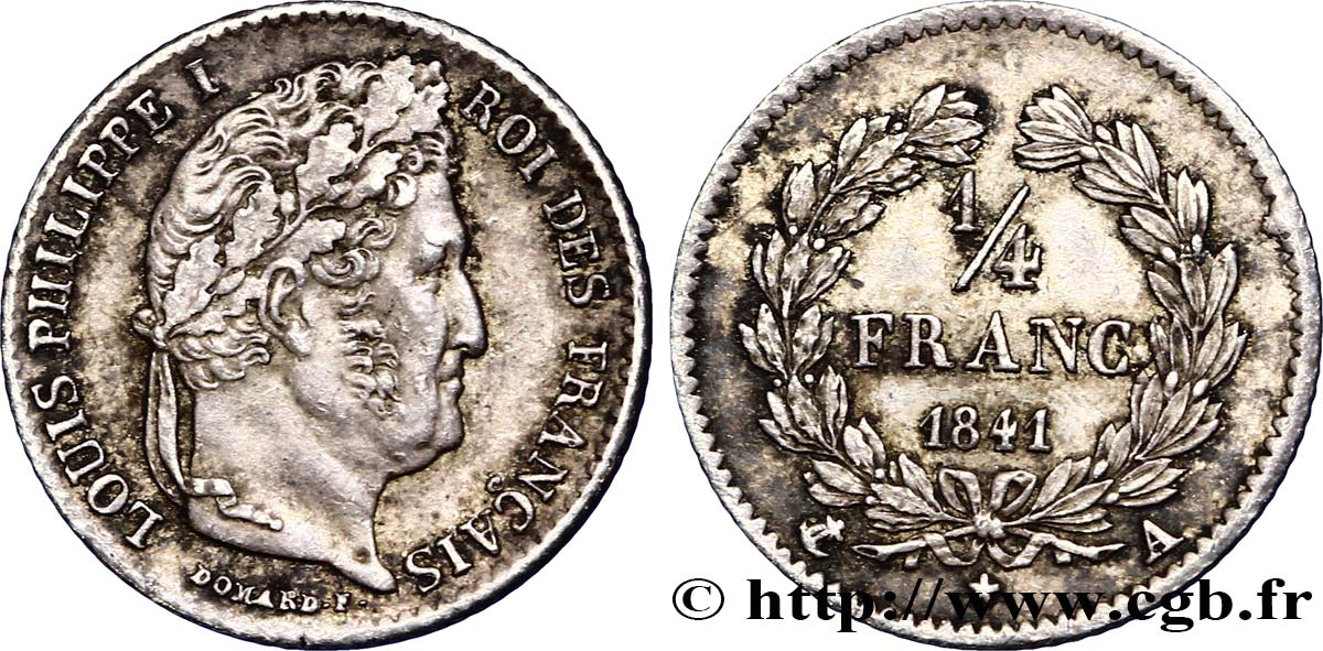 1/4 franc Louis-Philippe 1841 Paris F.166/85 MBC48 