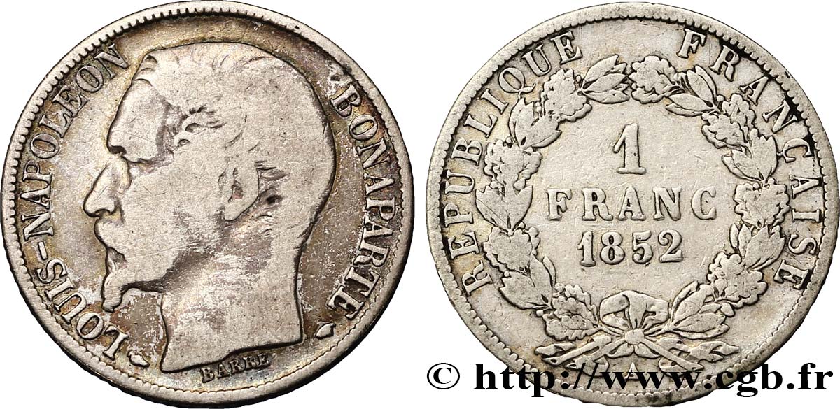 1 franc Louis-Napoléon 1852 Paris F.212/1 F12 