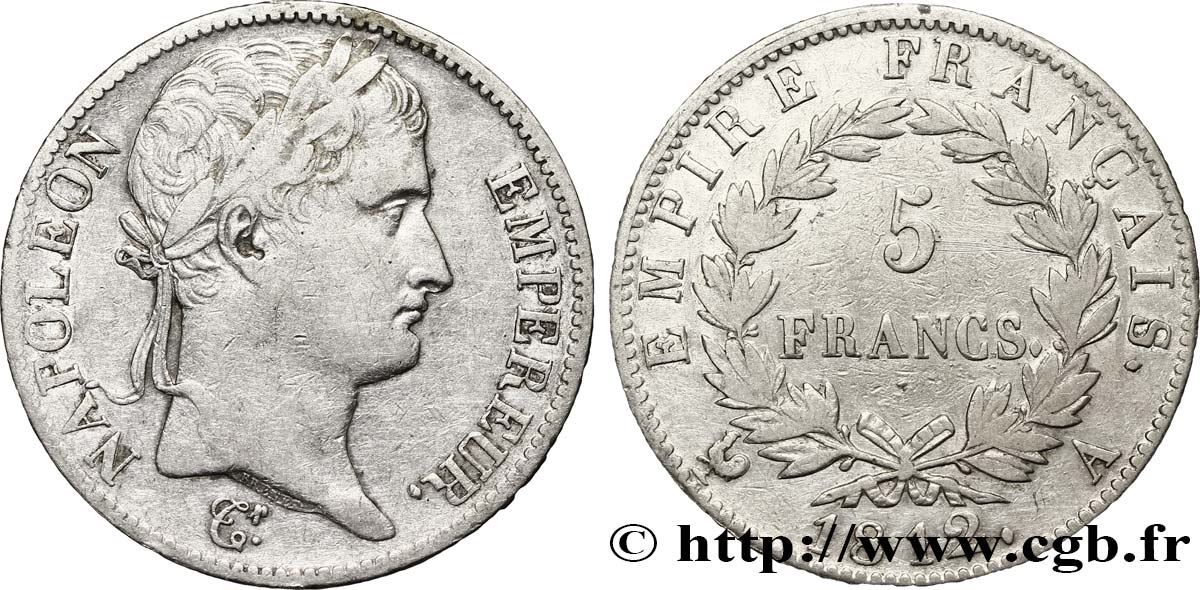 5 francs Napoléon Empereur, Empire français 1812 Paris F.307/41 VF30 