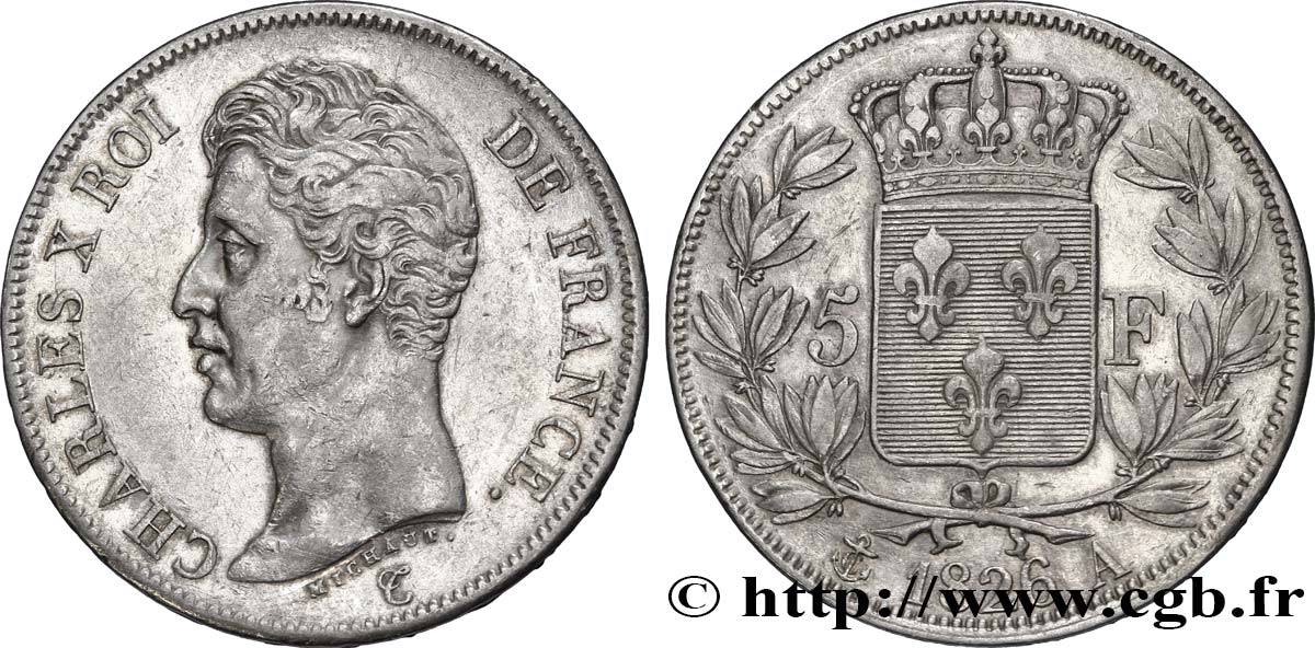 5 francs Charles X, 1er type 1826 Paris F.310/15 SS42 