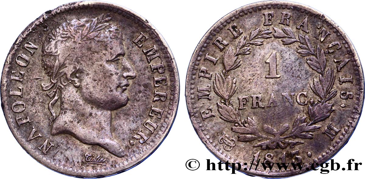1 franc Napoléon Ier tête laurée, Empire français 1813 Toulouse F.205/66 S20 