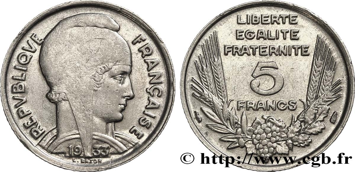 5 francs Bazor 1933  F.335/2 TTB50 