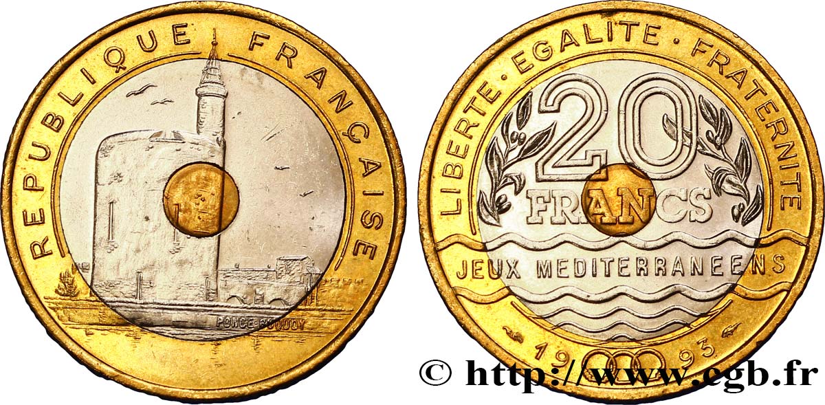 20 francs Jeux Méditerranéens 1993 Pessac F.404/2 VZ58 
