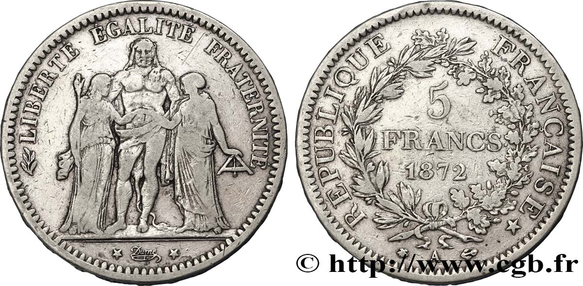 5 francs Hercule 1872 Paris F.334/6 VF20 