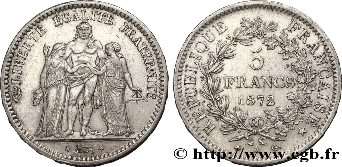 5 francs Hercule 1872 Paris F.334/7 BB50 