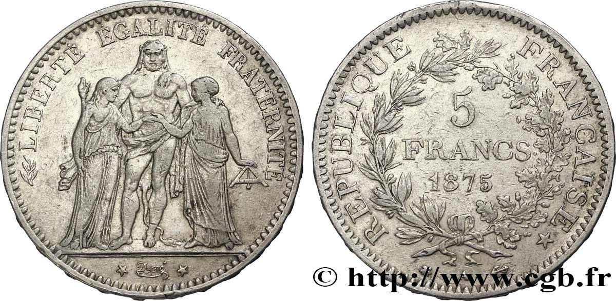 5 francs Hercule 1875 Paris F.334/15 TTB45 