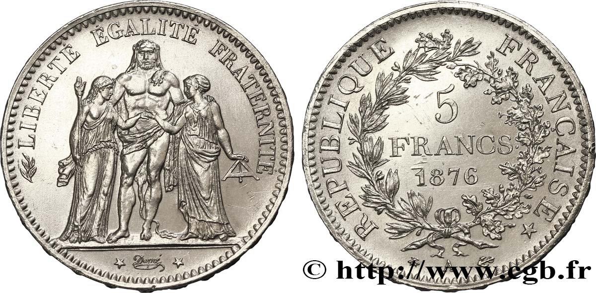 5 francs Hercule 1876 Paris F.334/17 SUP 