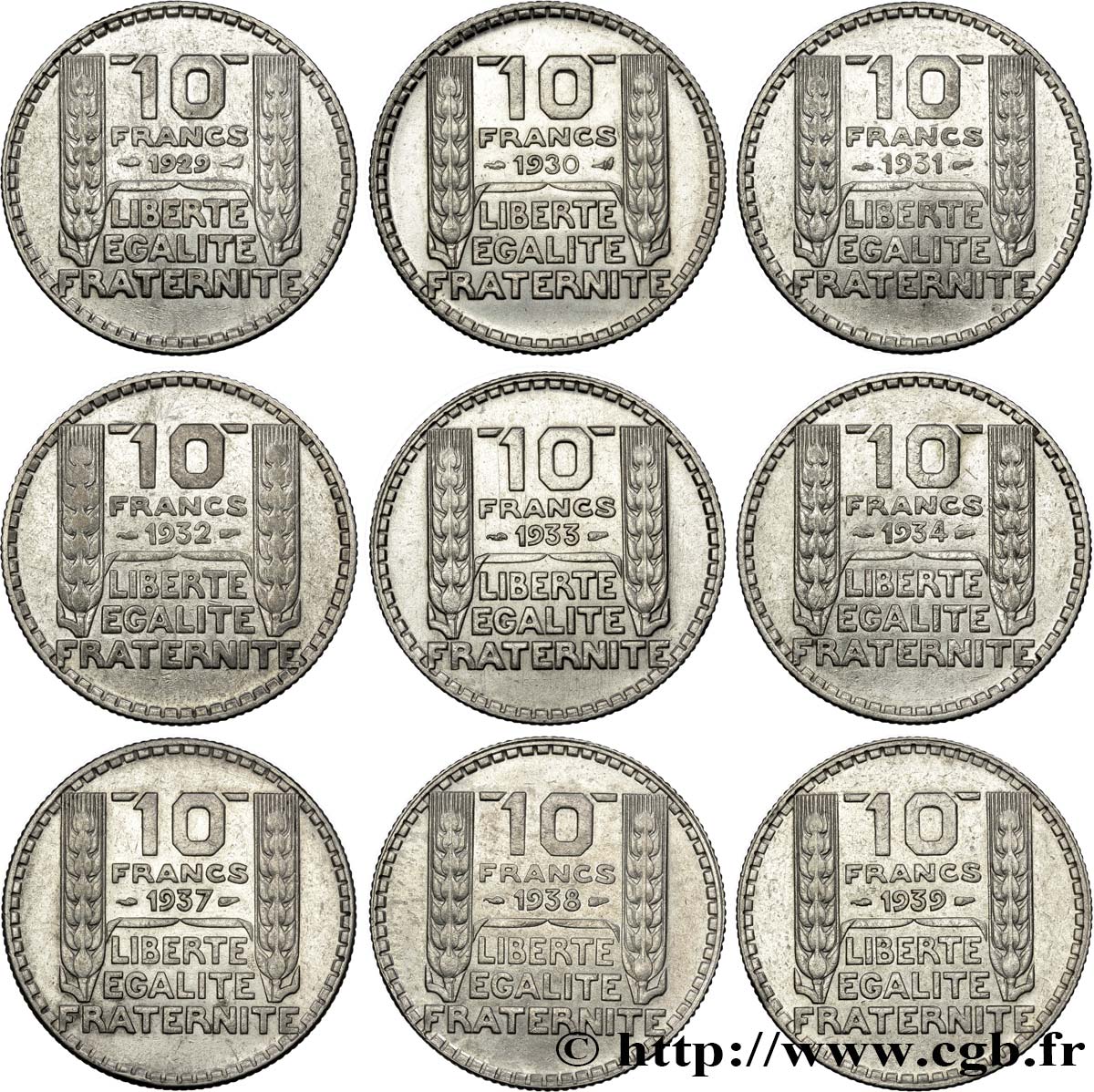 Série quasi complète de 10 francs Turin - - F.360/- TTB/TTB+ 