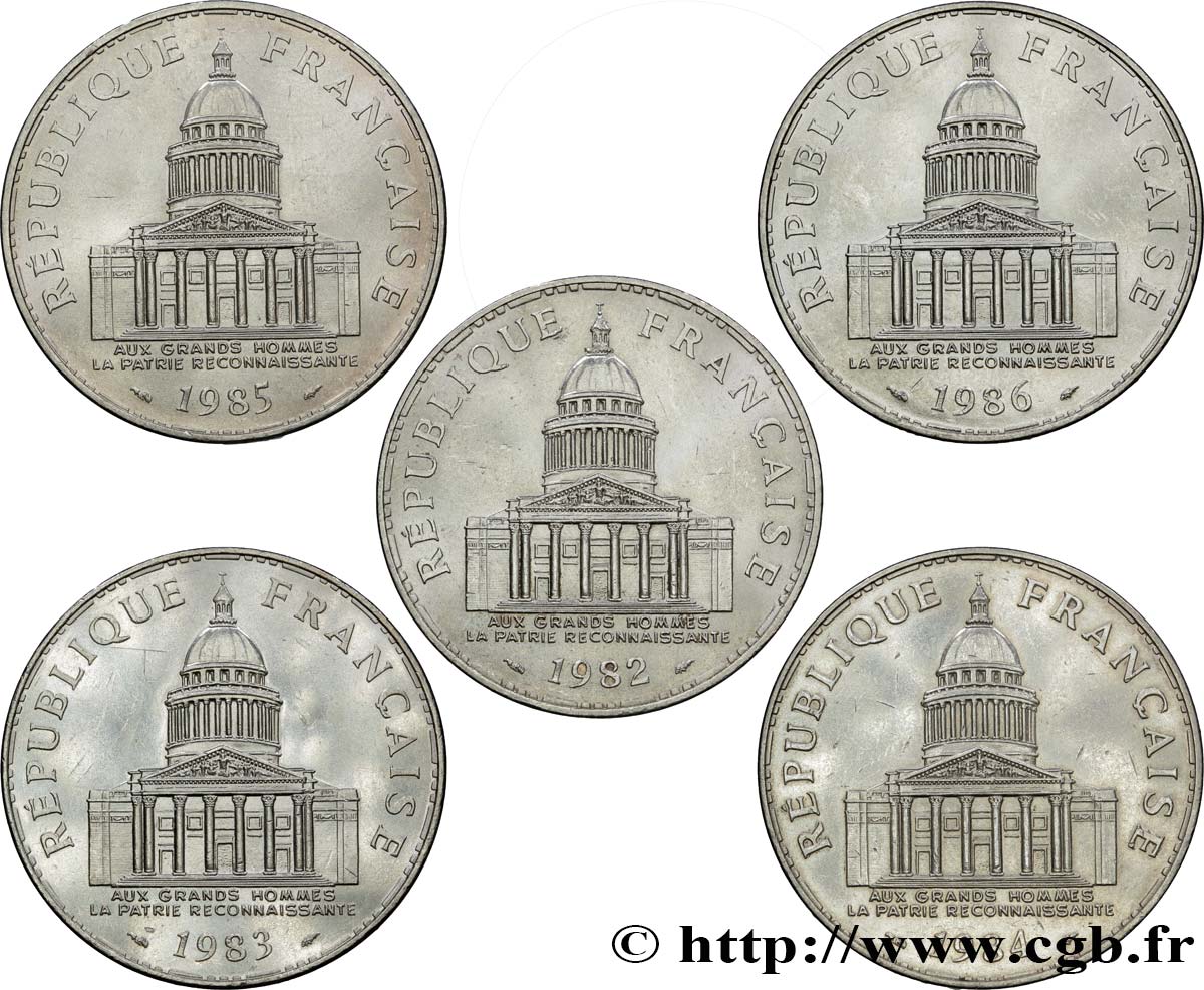 100 Francs 1984 Aux Grands Hommes La Patrie Reconnaissante Lot de 5 pièces de 100 francs Panthéon - F.451/- fmd_351177 Modernes