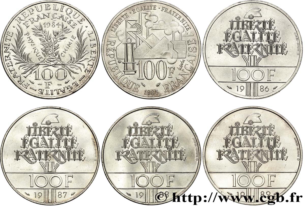 Lot de 6 pièces de 100 francs commémoratives - - F.452/2 EBC/EBC+ 