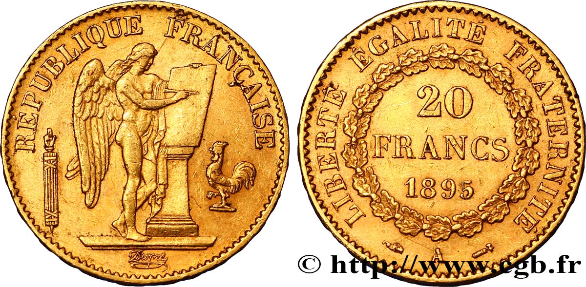 20 francs or Génie, Troisième République 1895 Paris F.533/19 TTB45 