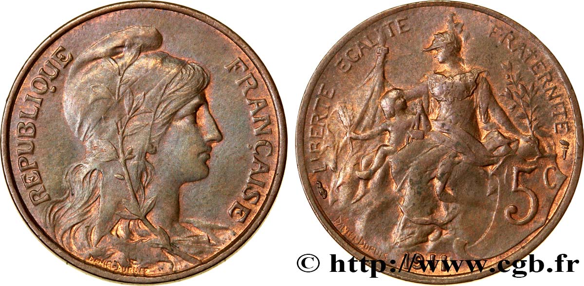 5 centimes Daniel-Dupuis 1911  F.119/23 SUP55 