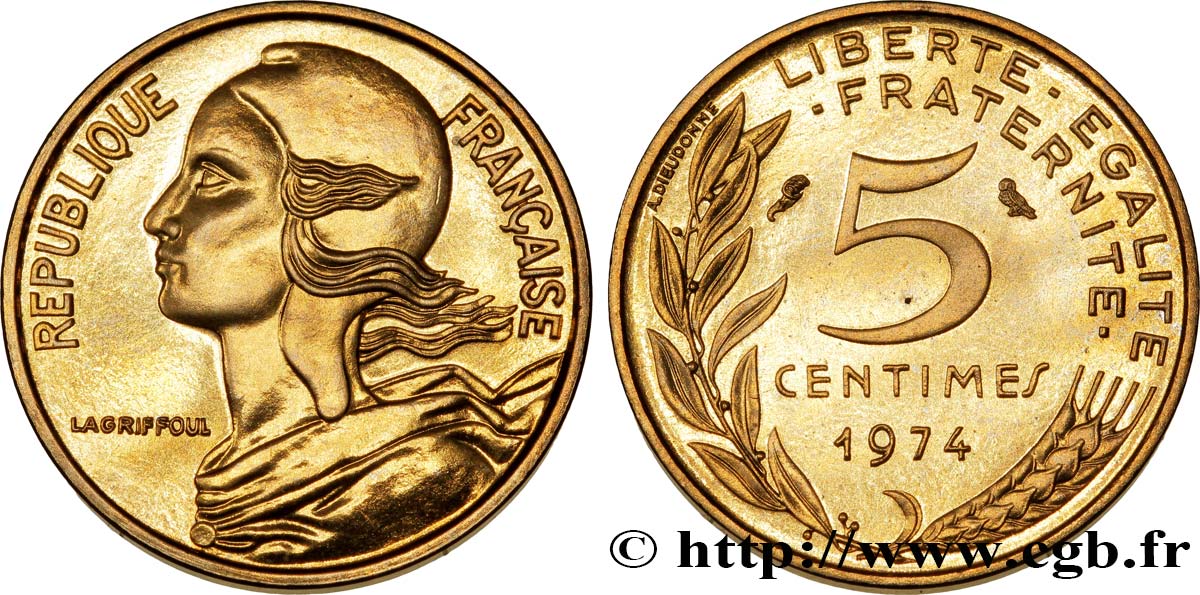 5 centimes Marianne 1974 Pessac F.125/10 FDC67 