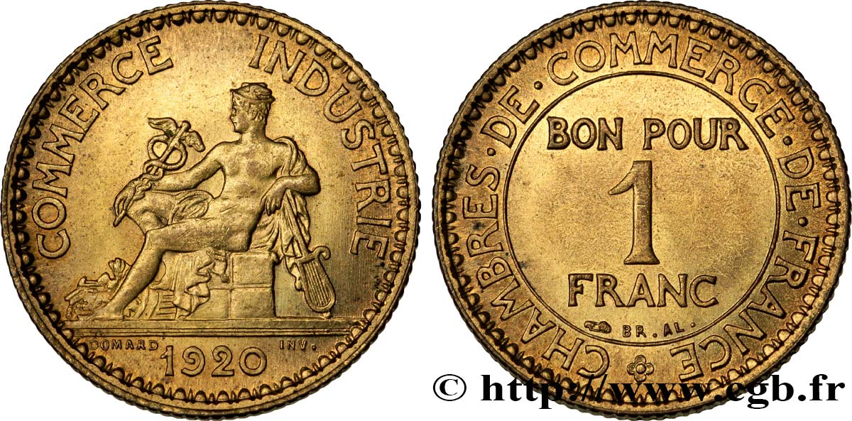 1 franc Chambres de Commerce 1920 Paris F.218/2 SPL64 