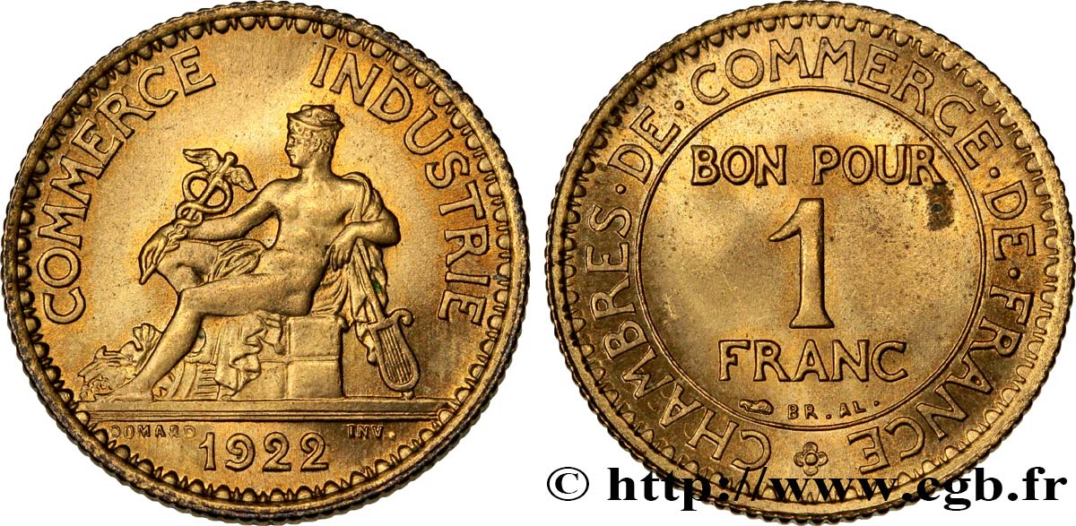 1 franc Chambres de Commerce 1922 Paris F.218/4 SPL64 