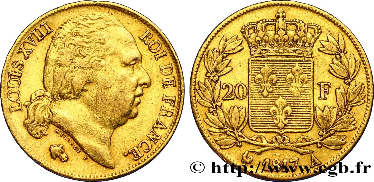 20 francs or Louis XVIII, tête nue 1817 Paris F.519/5 TTB42 