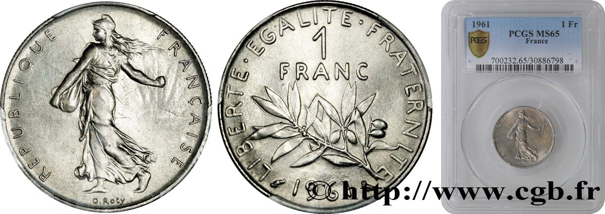 1 franc Semeuse, nickel 1961 Paris F.226/6 ST65 PCGS