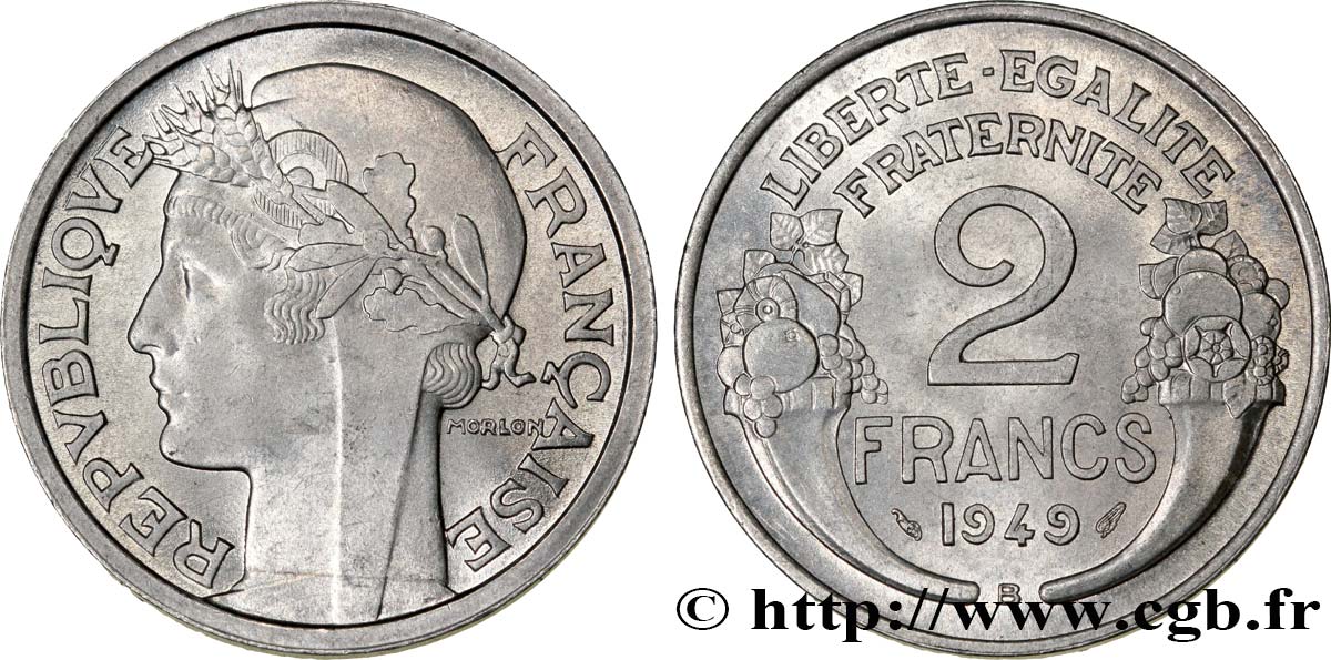 2 francs Morlon, aluminium 1949 Beaumont-Le-Roger F.269/15 SPL64 