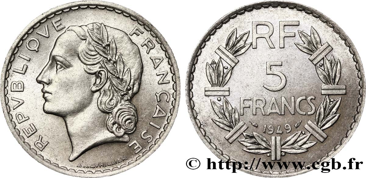 5 francs Lavrillier, aluminium 1949  F.339/17 SC64 